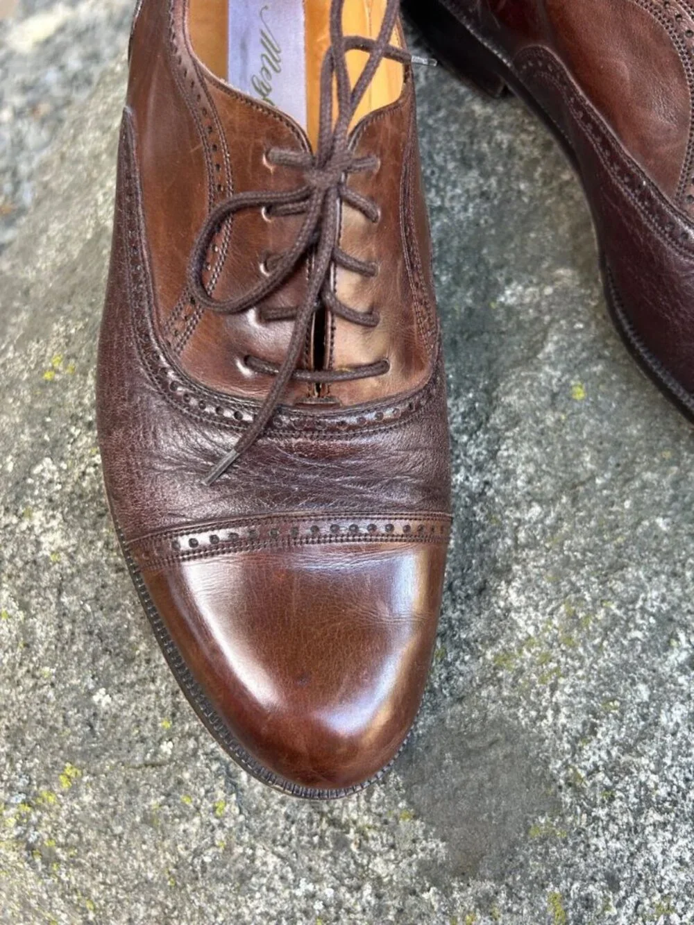 Mezlan Men's Florence Brown Leather Cap  Toe Dress Shoes Size 8 W